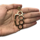 24IN 4MM Rollo Chain Gold Plated Stainless With Knuckle Ring Pendant  STL_095 - WORLDSTARBLING