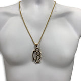 24IN 4MM Rollo Chain Gold Plated Stainless With Knuckle Ring Pendant  STL_095 - WORLDSTARBLING