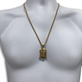 24IN 4MM Rollo Chain Gold Plated Stainless With Jesus Haed Pendant STL_096 - WORLDSTARBLING