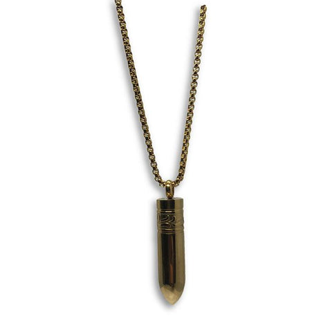 24IN 4MM Rollo Chain Gold Plated Stainless With Bullet Pendant STL_097 - WORLDSTARBLING