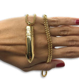 24IN 4MM Rollo Chain Gold Plated Stainless With Bullet Pendant STL_097 - WORLDSTARBLING