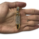 24IN 4MM Rollo Chain Gold Plated Stainless With Bullet Pendant STL_098 - WORLDSTARBLING