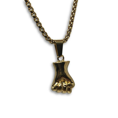 24IN 4MM Rollo Chain Gold Plated Stainless With Fist Pendant STL_100 - WORLDSTARBLING