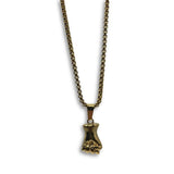 24IN 4MM Rollo Chain Gold Plated Stainless With Fist Pendant STL_100 - WORLDSTARBLING