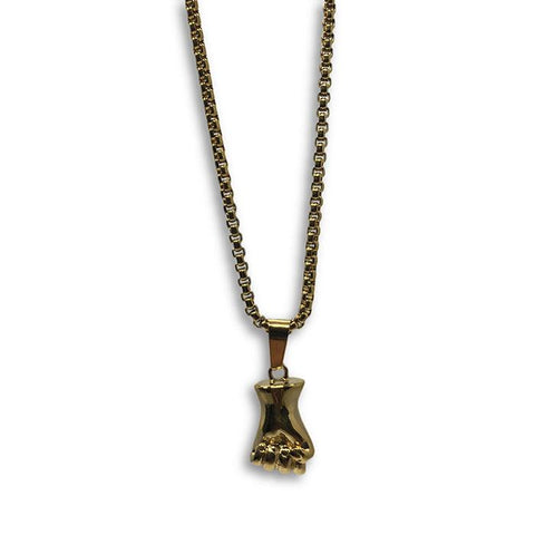 24IN 4MM Rollo Chain Gold Plated Stainless With Fist Pendant STL_100 - WORLDSTARBLING