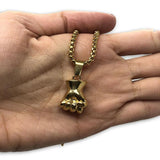 24IN 4MM Rollo Chain Gold Plated Stainless With Fist Pendant STL_100 - WORLDSTARBLING