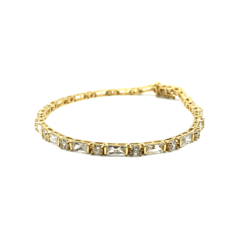 10K Yellow Gold Bracelet CZ Rectangle CZ 10K WBG-004 - WORLDSTARBLING