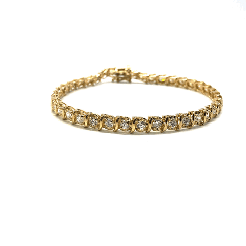 10K Yellow Gold Curve Dash 2 Tennis Bracelet 5.3MM WBG-006 - WORLDSTARBLING
