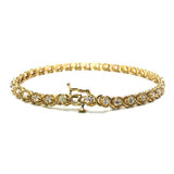 10K Cursive X 10K Yellow Gold Tennis Bracelet WBG-008 - WORLDSTARBLING