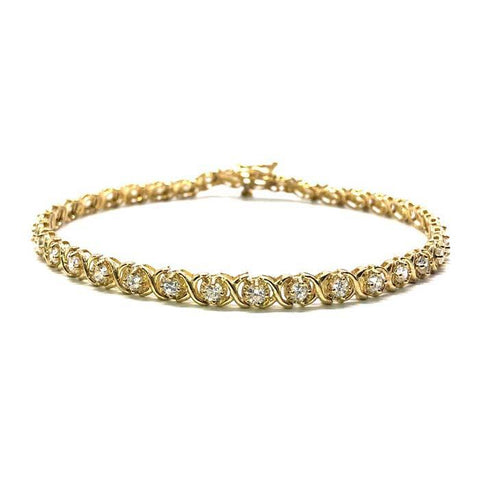 Bracelet de tennis en or jaune 10K Cursive X 10K WBG-008