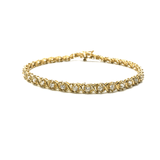 10K Cursive X 10K Yellow Gold Tennis Bracelet WBG-008 - WORLDSTARBLING