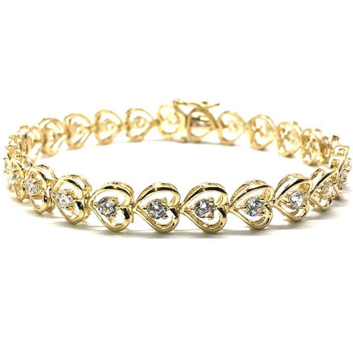 Bracelet de tennis coeur en or jaune 10K 7.7MM WBG-011