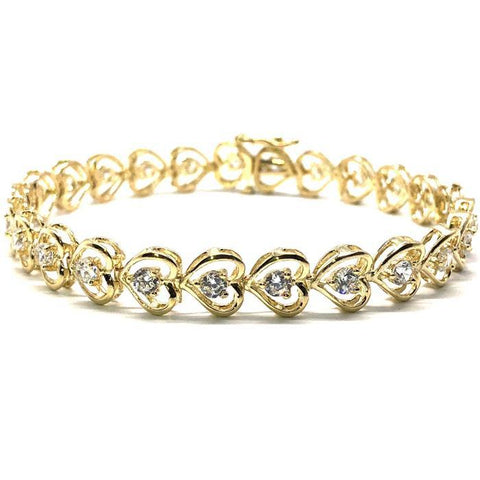 Bracelet de tennis coeur en or jaune 10K 7.7MM WBG-011
