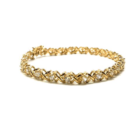 Curved Tennis Bracelet X 10K Yellow Gold 5.7MM WBG-013 - WORLDSTARBLING