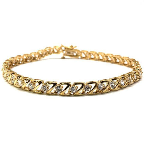 Bracelet en or jaune 10K 5,6 MM Bracelet Z CZ Tennis WBG-018