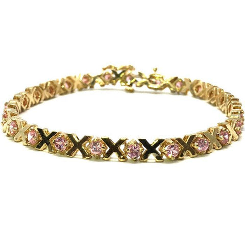 Bracelet de Tennis X Plat Rose Or Jaune 4.8MM WBG-019