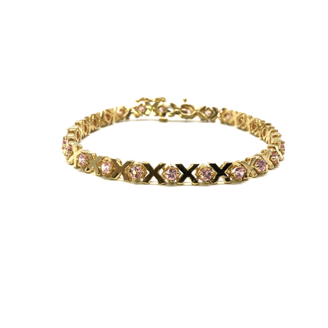 4.8MM Flat Yellow Rose Gold Tennis Bracelet X WBG-019 - WORLDSTARBLING