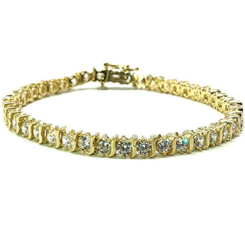 Bracelet de tennis de courbe de courbure de l'or jaune 10K 4.2MM WBG-021
