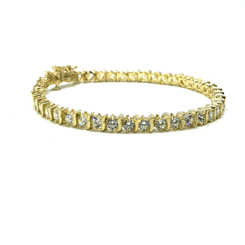 10K Yellow Gold 4.2MM Curvature Curve Tennis Bracelet WBG-021 - WORLDSTARBLING