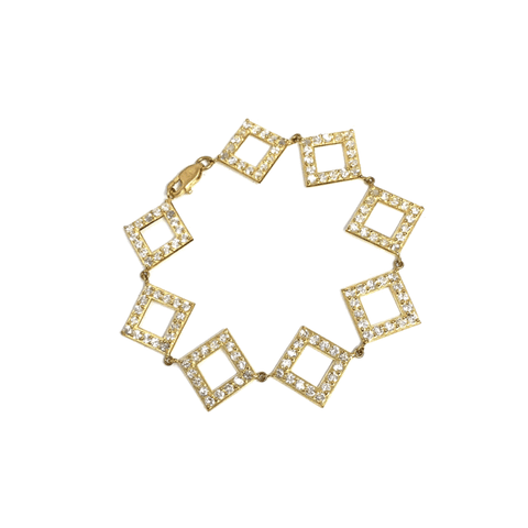 10K 18.8MM Yellow Gold Square Bracelet WBG-027 - WORLDSTARBLING