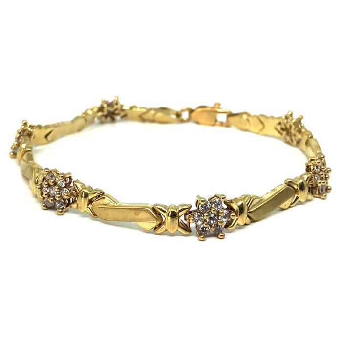 Bracelet en or jaune 10K avec fleur étoilée en or 10K WBG-030