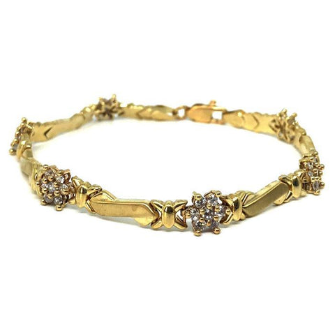 Bracelet en or jaune 10K avec fleur étoilée en or 10K WBG-030