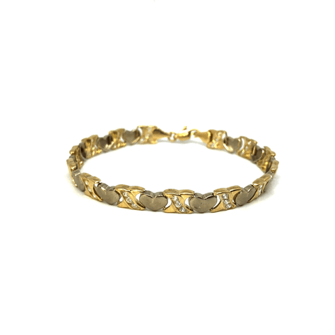 10K 7.1KM Yellow Gold Heart Matte Bracelet WBG-031 - WORLDSTARBLING