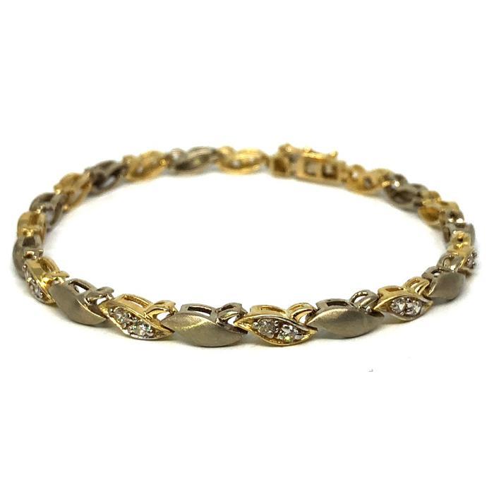 10K Bracelet ovale CZ mat en or jaune WBG-032