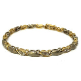 10K Bracelet ovale CZ mat en or jaune WBG-032