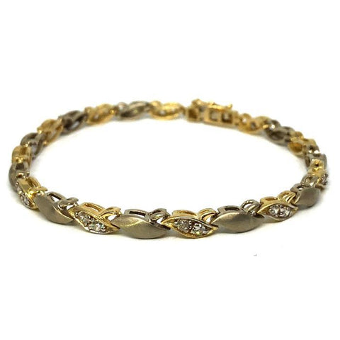 10K Bracelet ovale CZ mat en or jaune WBG-032
