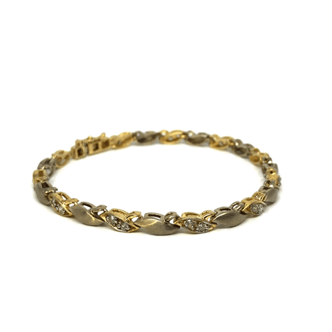 10K Yellow CZ Oval Matte Bracelet WBG-032 - WORLDSTARBLING