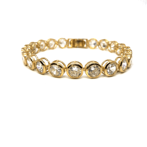 10K Yellow Gold Bracelet CZ 2 of 8MM WBG-033 - WORLDSTARBLING