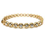 10K 7MM Yellow Gold Women's Round Bracelet CZ WBG-034 - WORLDSTARBLING