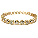 10K 7MM Yellow Gold Women's Round Bracelet CZ WBG-034 - WORLDSTARBLING