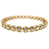 10K 7MM Yellow Gold Women's Round Bracelet CZ WBG-034 - WORLDSTARBLING