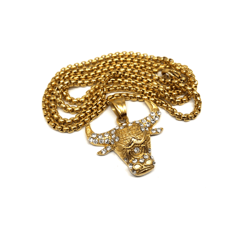 24in 3mm Rolo Chain With Big Bull Pendant STL_029 - WORLDSTARBLING