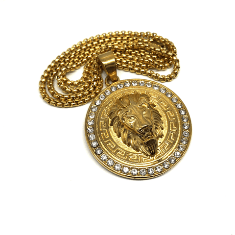 24in 3mm Rolo Chain With Lion Versatchi Pendant STL_036 - WORLDSTARBLING