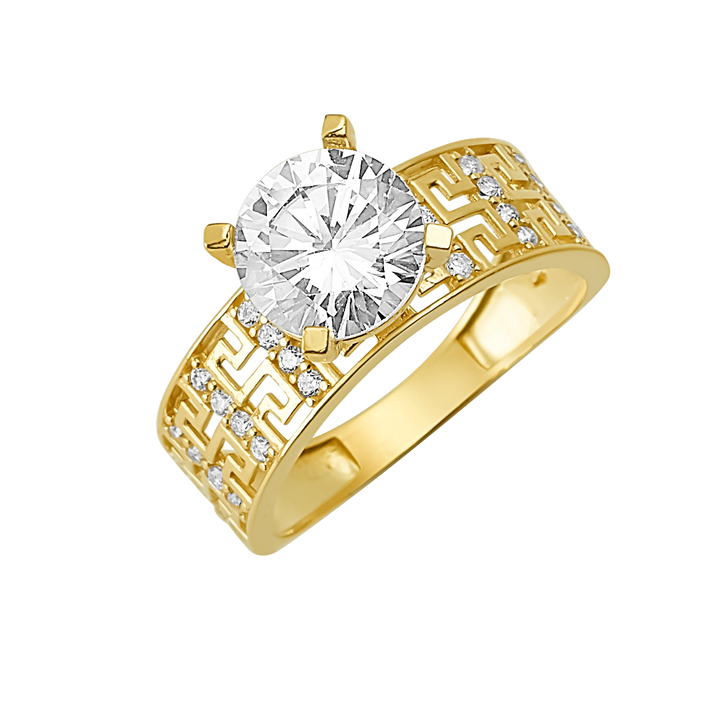 10K/14K Solid Gold Greek Key Engagement Ring - Buy Gold Online – World ...