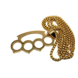 24in 3mm Rolo Chain With Brass Knuckles Pendant STL_030 - WORLDSTARBLING