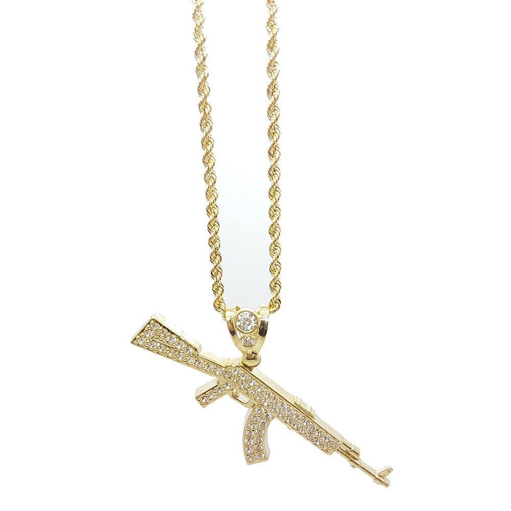 AK47 Gun Necklace Pendant Hip Hop Jewelry Stainless Steel Necklace Wit –  Deals DejaVu