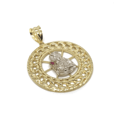 10K Yellow Gold and White Cuban Link Pendant CLP_001 - WORLDSTARBLING