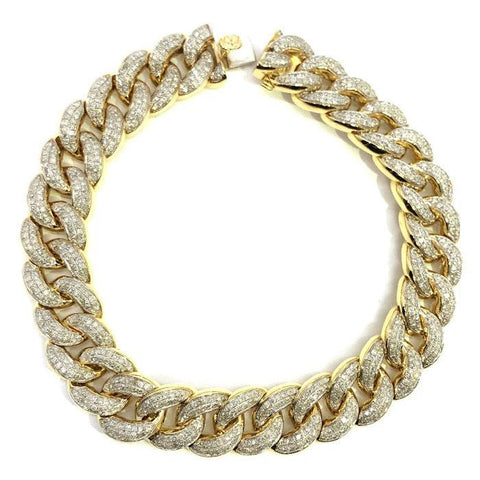 10K Yellow Gold 4.31CT Diamond Cuban Link Bracelet DBG-004 - WORLDSTARBLING