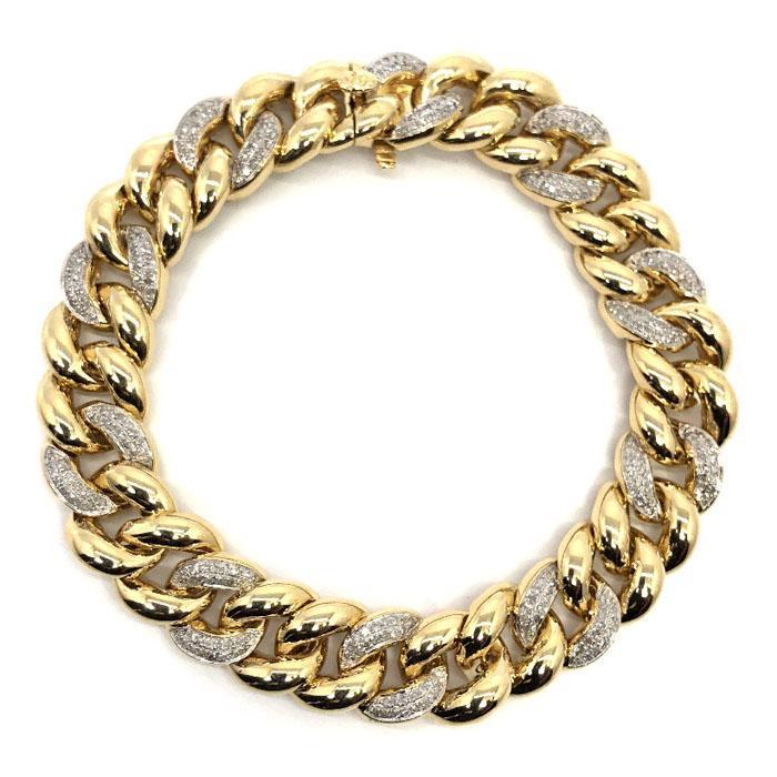 10K Yellow Gold 1.39CT Diamond Cuban Link Bracelet DBG-006 - WORLDSTARBLING