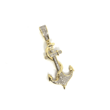 10K Yellow & White Gold 45MM 0.18 CT Diamond Anchor Pendant DPG-021 - WORLDSTARBLING