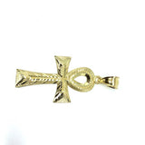 Egyptian Ankh Cross in 10K Yellow Gold with Diamond Cut L GAP-015 - WORLDSTARBLING