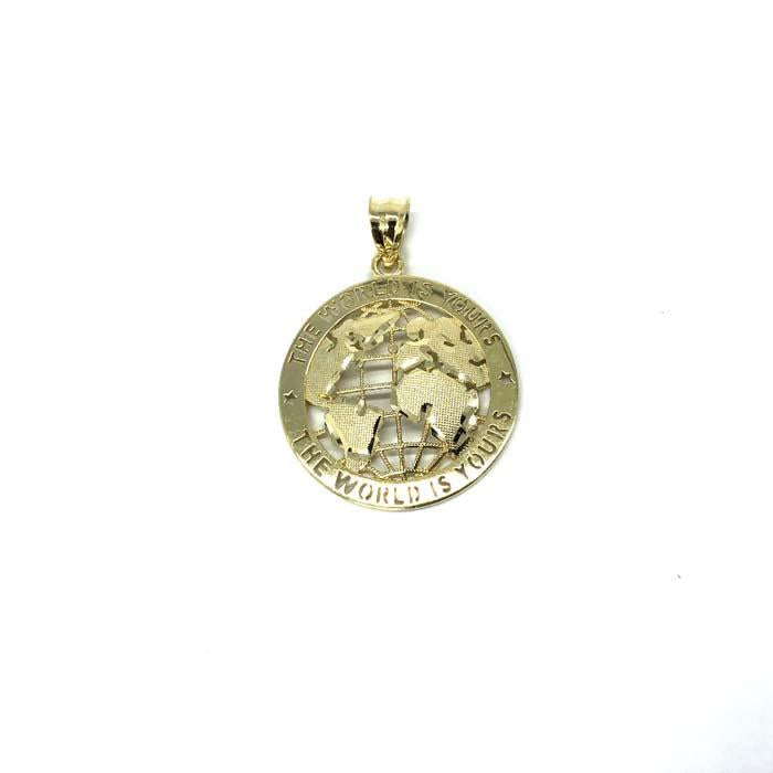 10K Yellow Gold The Wolrd Is Yours Globe Pendant XS MPG-371 - WORLDSTARBLING