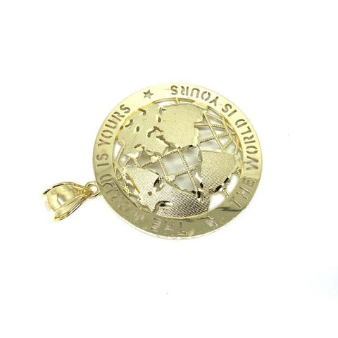 10K Yellow Gold The Wolrd Is Yours Globe Pendant XL MPG-384 - WORLDSTARBLING