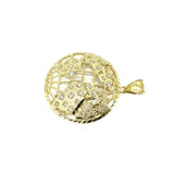 10K Yellow Gold Diamond Cut Globe Pendant with Cubic Zirconia XL MPG-386 - WORLDSTARBLING