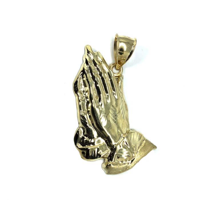 10K Yellow Gold Hands of Prayer Man's Pendant XL MPG-392 - WORLDSTARBLING