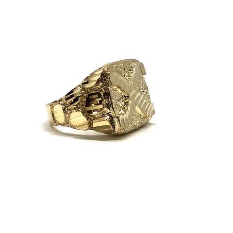 10K Yellow Gold Men Diamond Cut Ring MRG-192 - WORLDSTARBLING